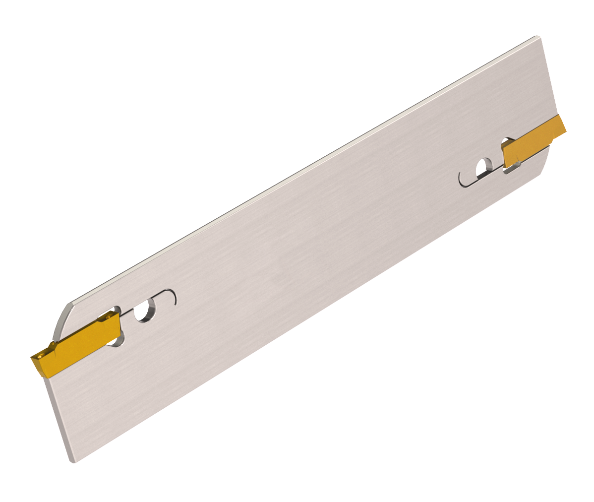 Stechschwert für Stechplatten auf durchsichtigem Hintergrund. In dem Stechschwert sind zwei gelbe Wendeplatten eingelassen.