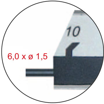 Digital-Tiefen-Messschieber mit Stiftspitze ø 1,5 x 6 mm, DIN 862