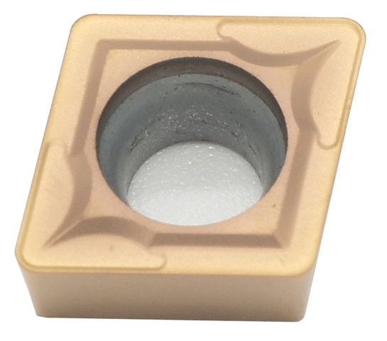 Rechteckige, bronzefarbene Wendeplatte auf weißem Hintergrund. Die Oberfläche weißt ein Muster auf. In der Mitte befindet sich ein Loch.